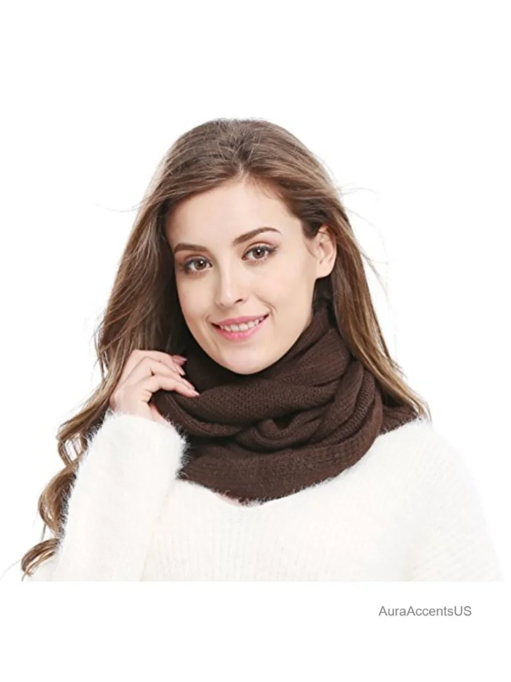 Knitted Infinity Scarf Hoodie - Warm Winter Wrap